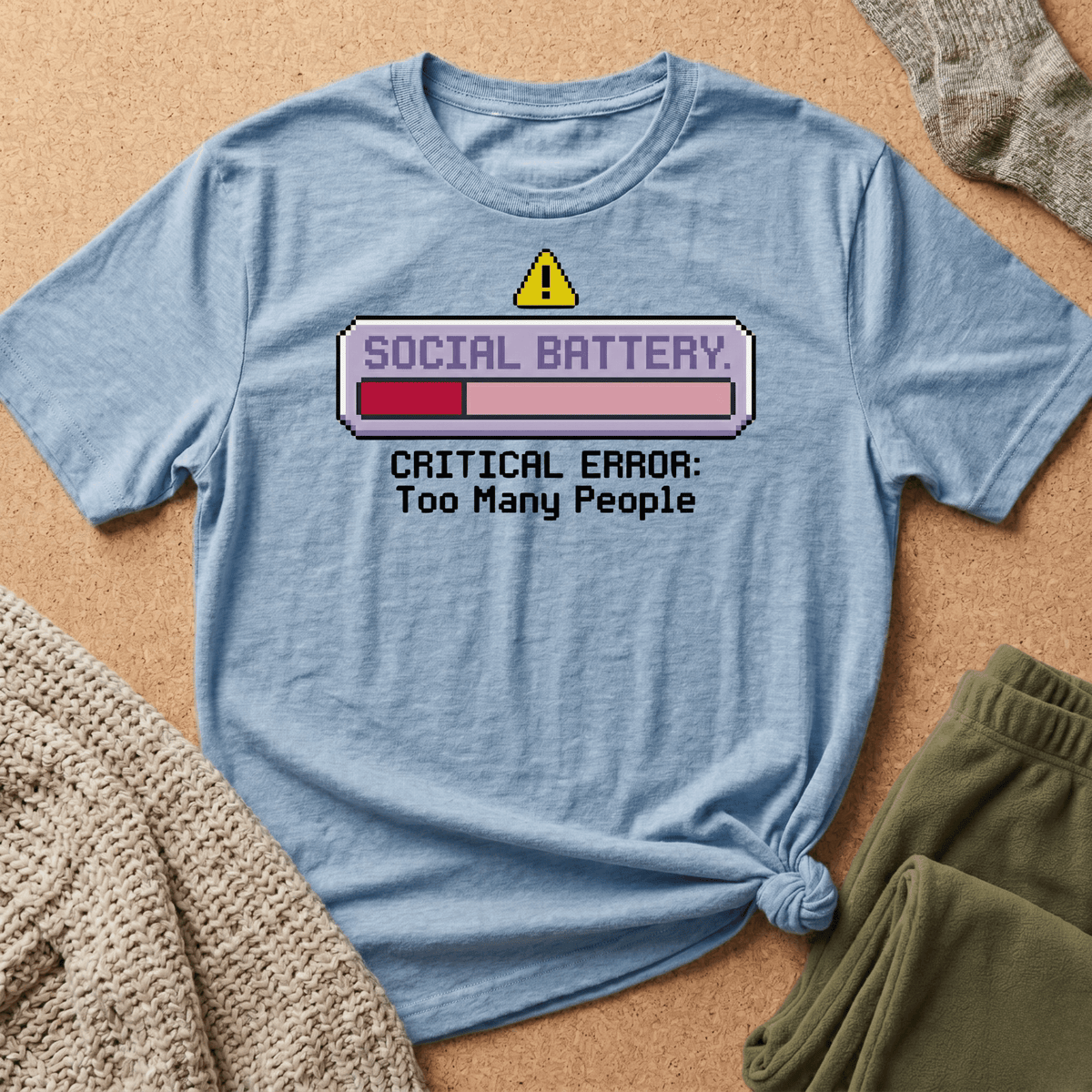 Critical Error: Social Battery Low Graphic T-Shirt