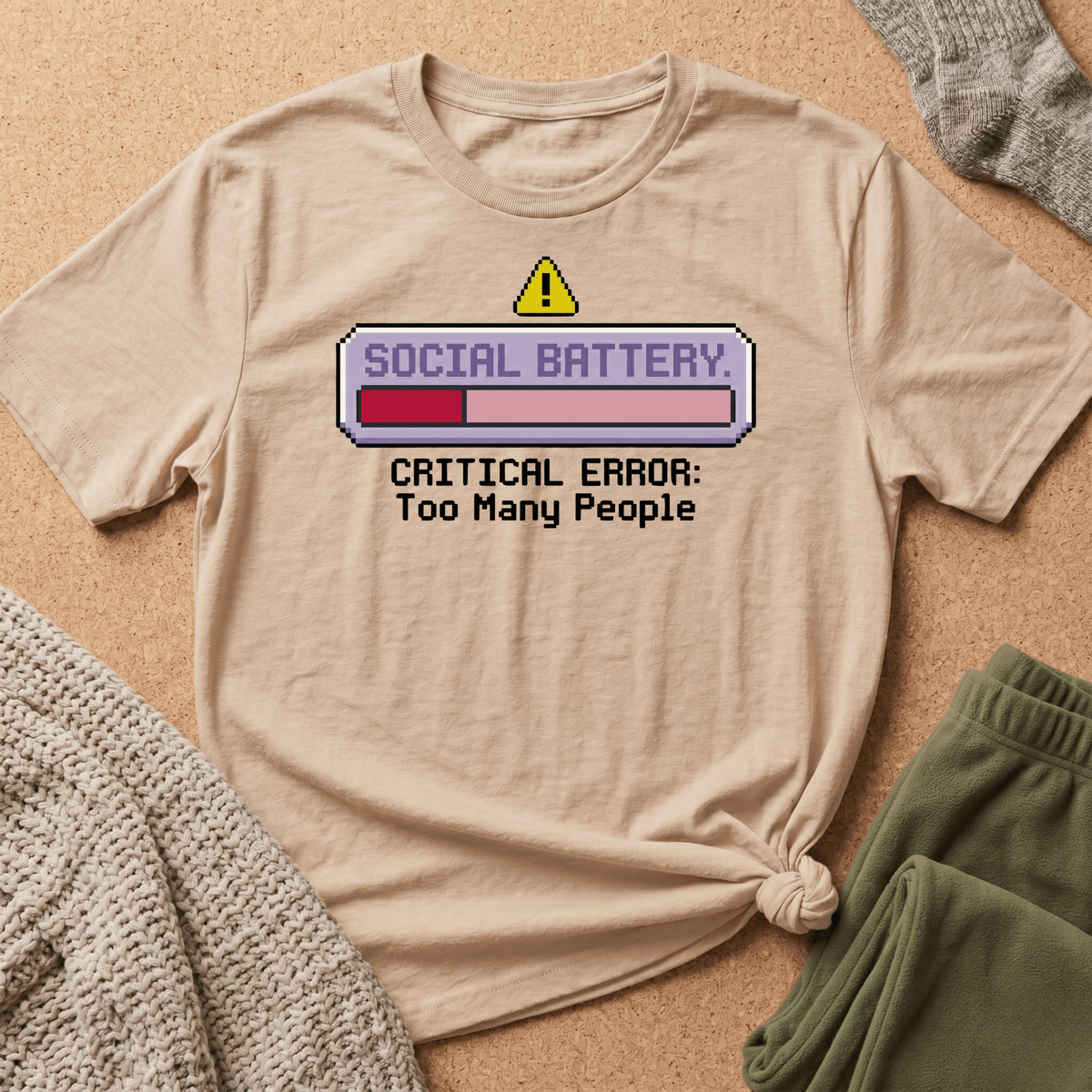 Critical Error: Social Battery Low Graphic T-Shirt