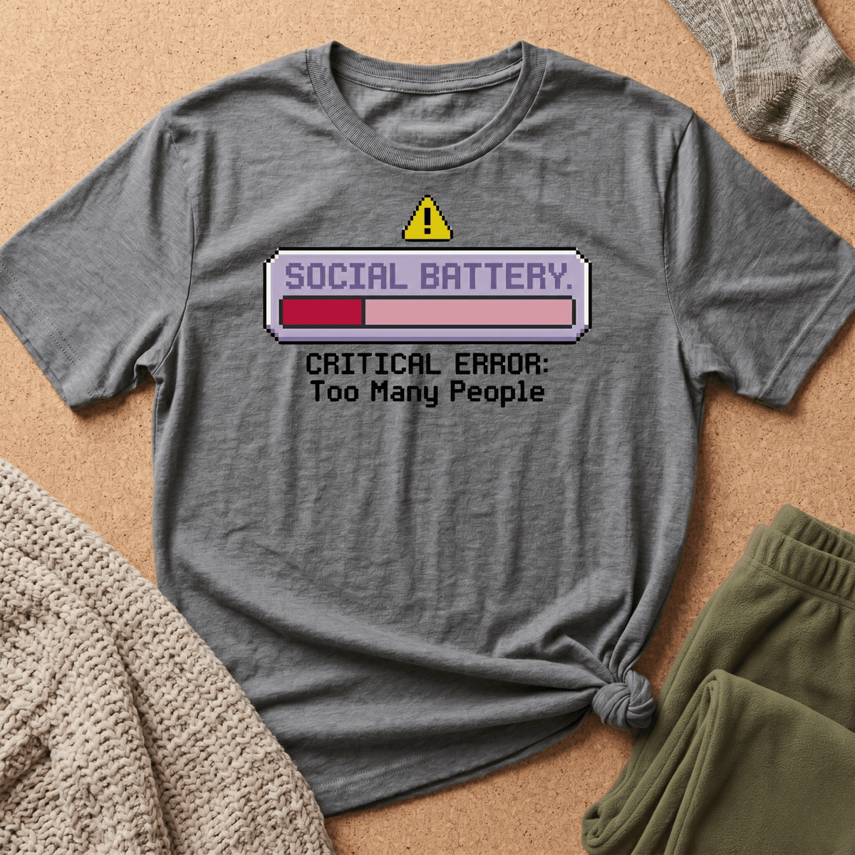 Critical Error: Social Battery Low Graphic T-Shirt
