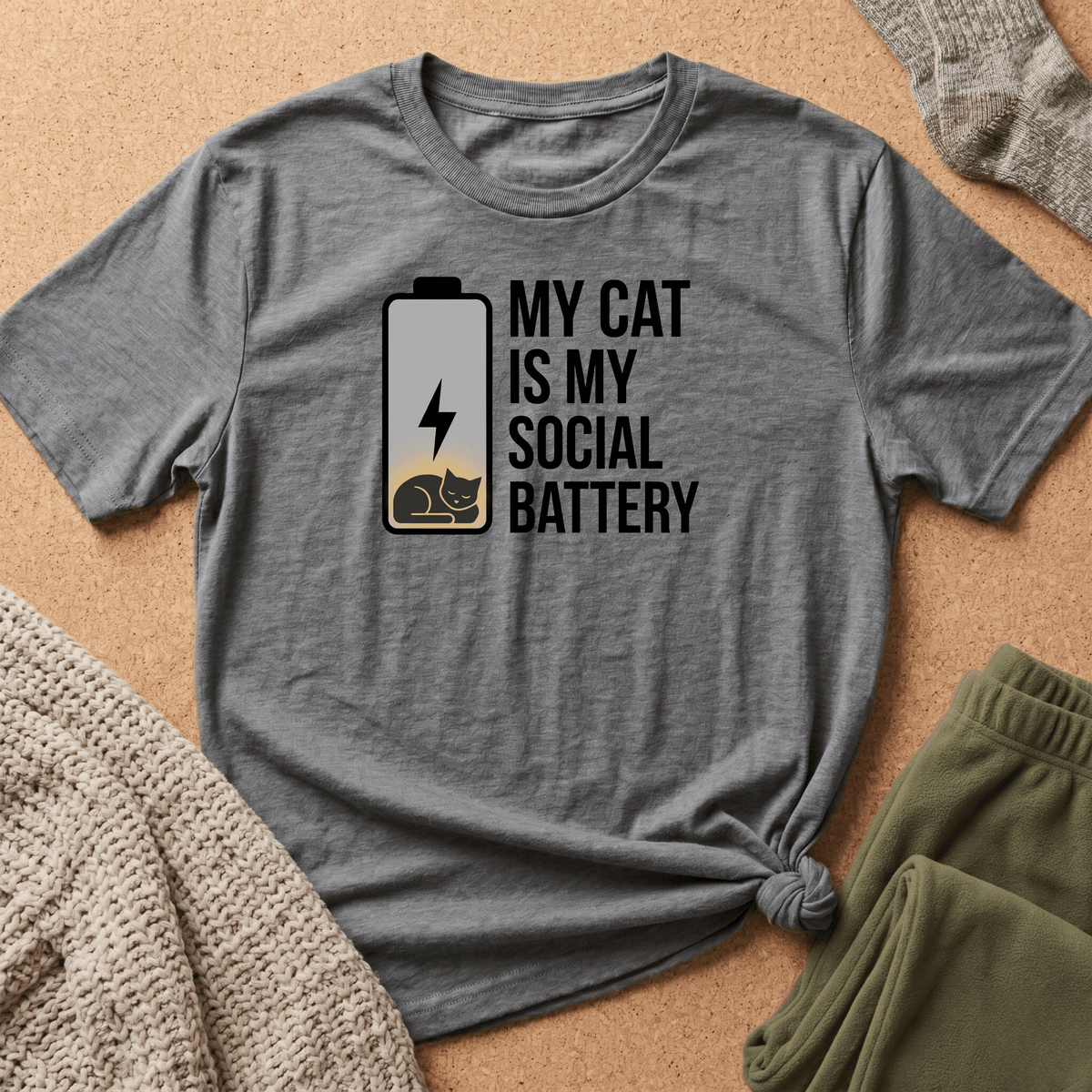 My Cat Is My Social Battery T shirt