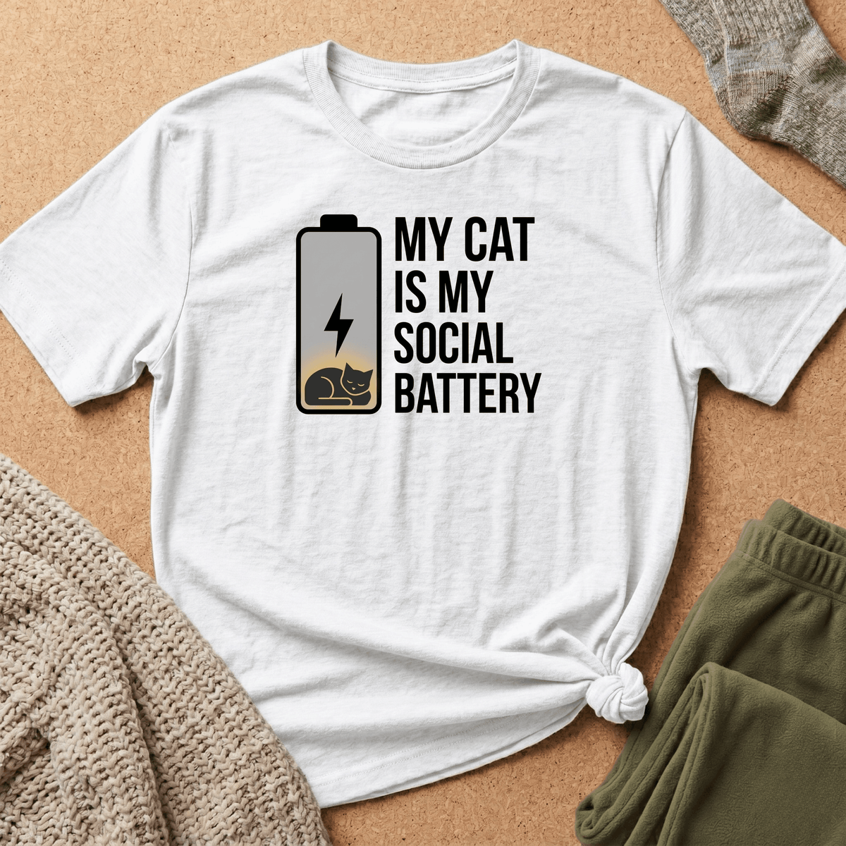 My Cat Is My Social Battery T shirt