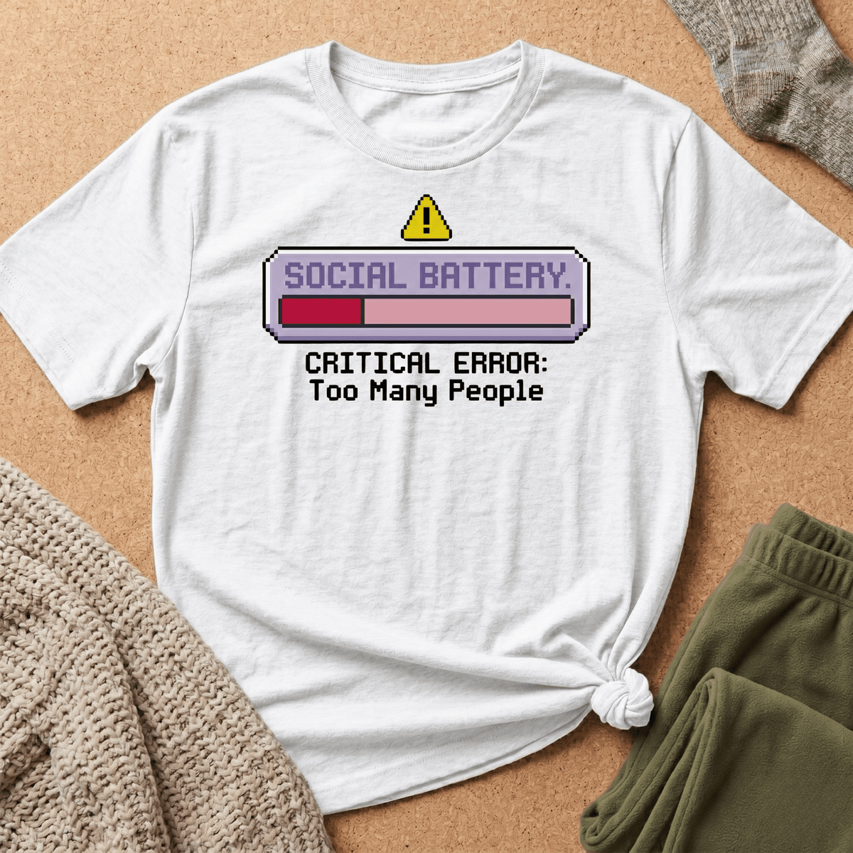 Critical Error: Social Battery Low Graphic T-Shirt